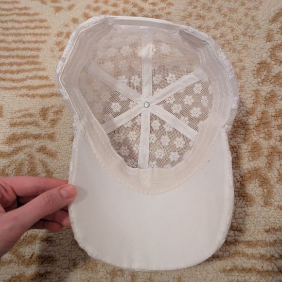 White Floral Lace Baseball Cap | Coquette • Balletcore • Soft Girl Aesthetic - Picture 5 of 8